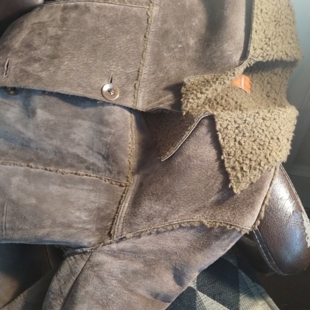 COPY - Genuine suede Anonymous John Carlisle M patchwork warm brown knee length… - Picture 4 of 6